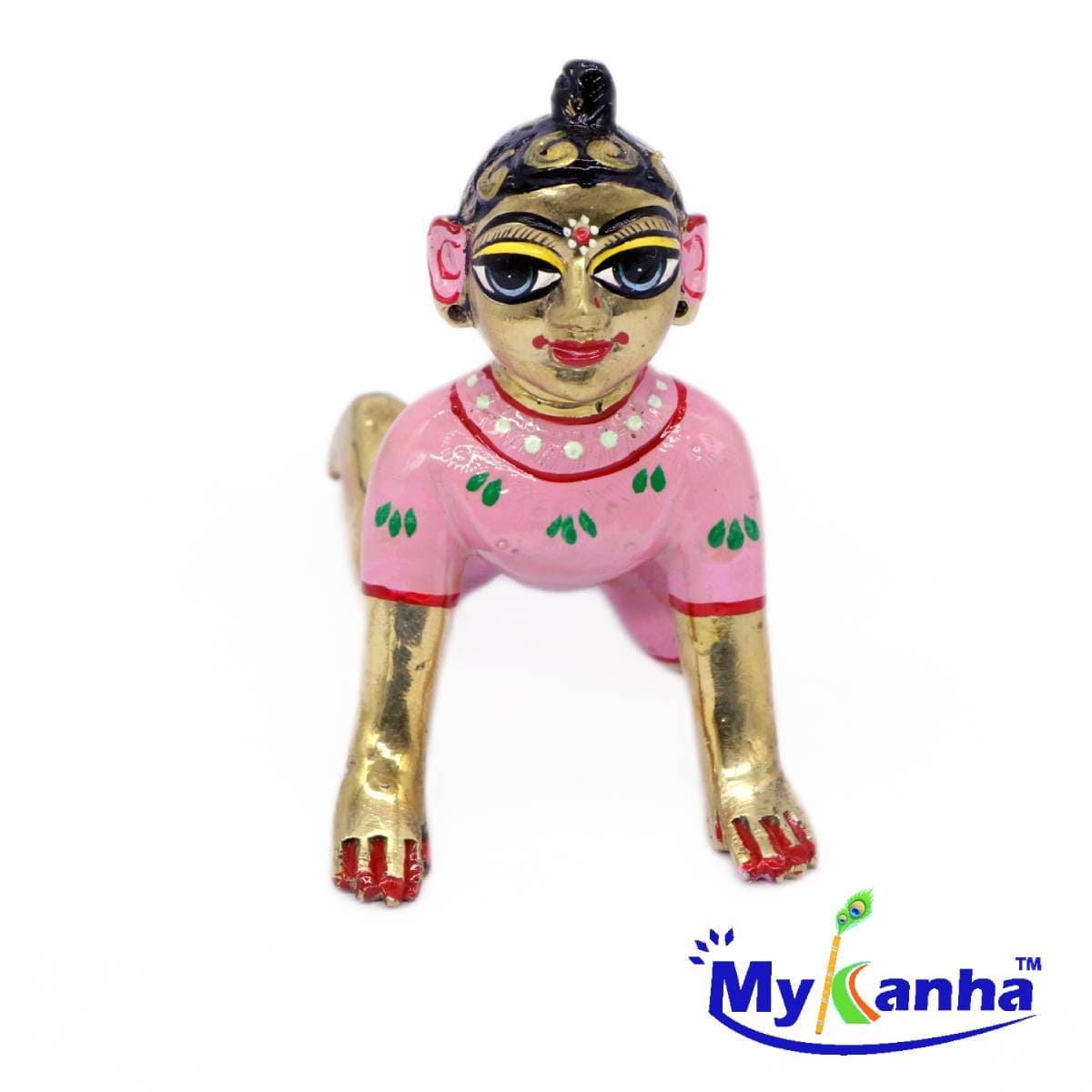 Fine Brass Made Pink Hand Painted Bal Radha Rani Idol